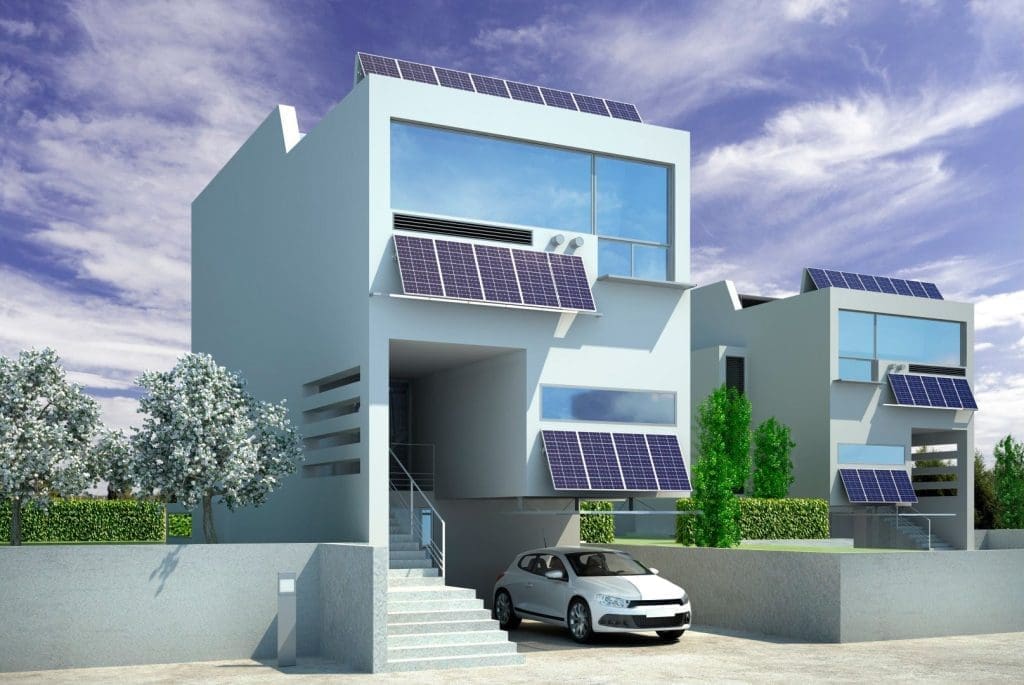 Casa con paneles solares